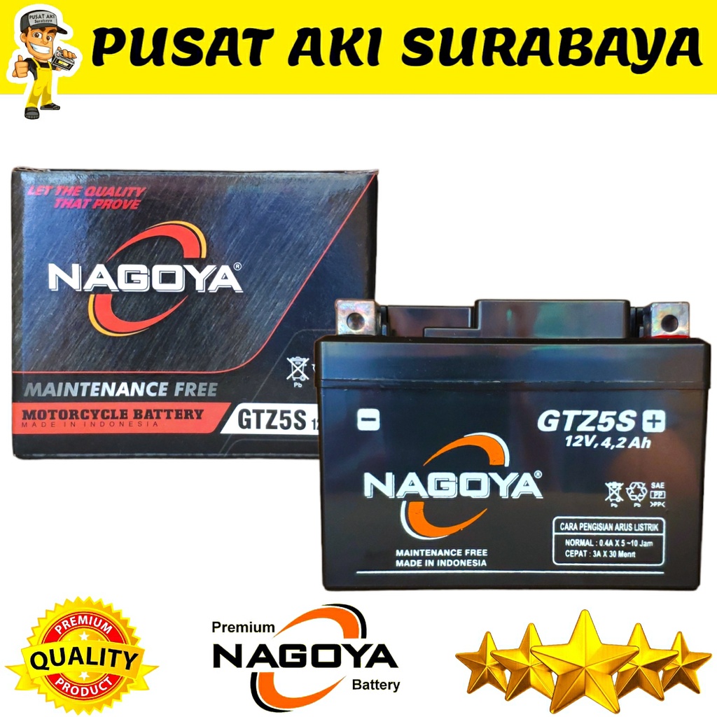 Jual AKI KERING TERBAIK NAGOYA GTZ5S ACCU MF BEBAS PERAWATAN HONDA NEW