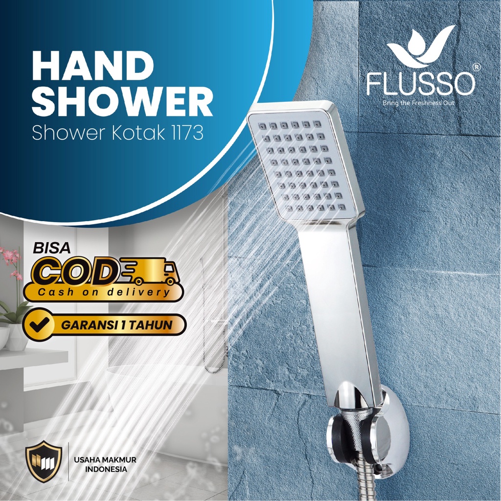 Jual Flusso Shower Mandi Minimalis Kotak Hand Shower Selang Cantolan