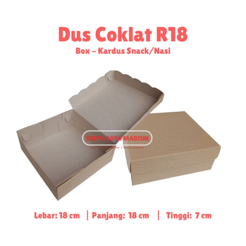 Jual 50 Pcs Dus Coklat R18 Kardus Snack Nasi Kraft Paper Kardus 18