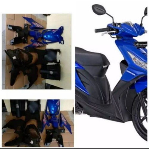 Jual Full Cover Body Halus Kasar Honda Beat Karbu Warna Biru Tua Tahun