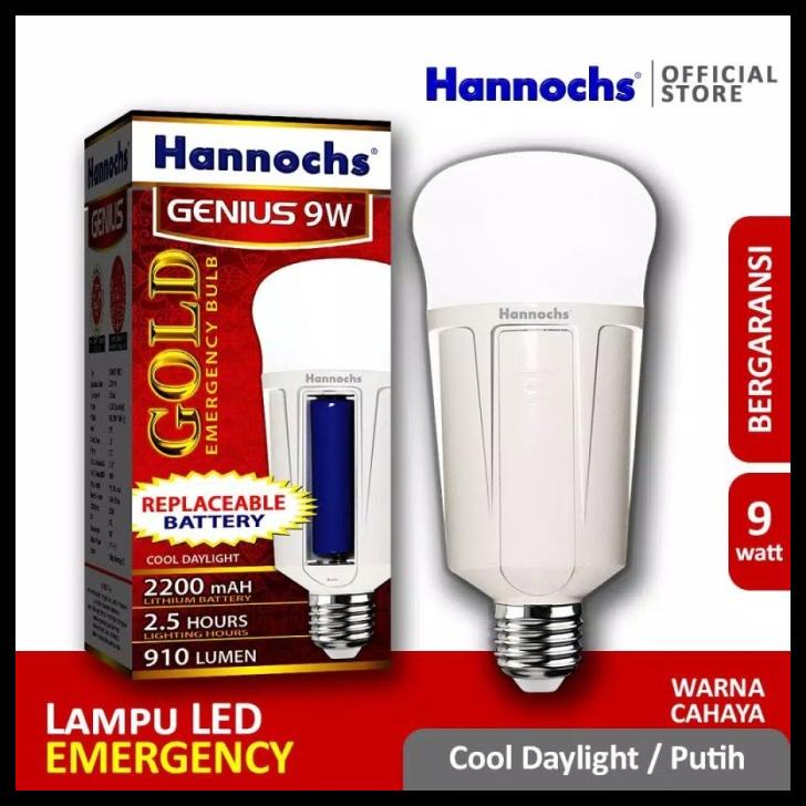 Jual Lampu Led Hannochs 9W Genius Gold Emergency Bulb Ac Dc Shopee