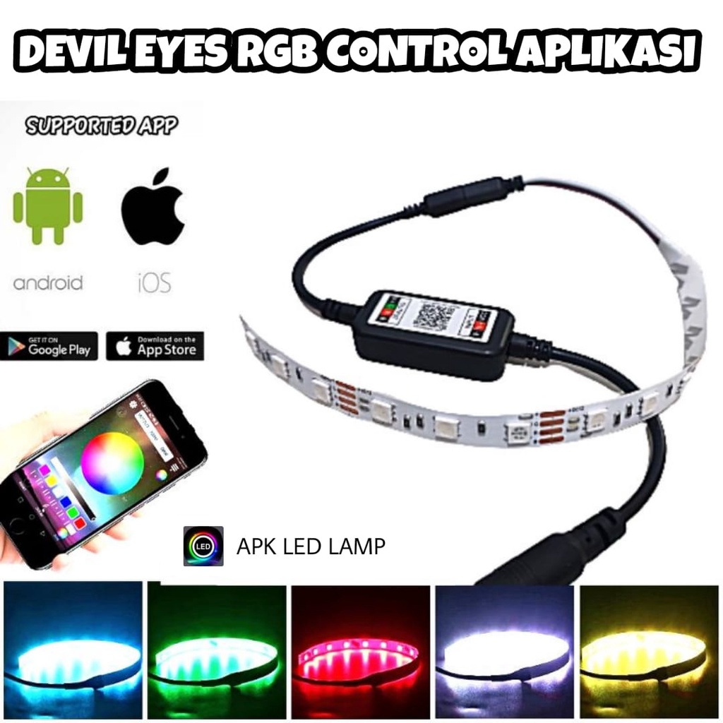 Jual Lampu Demon Devil Eyes RGB PROJIE Motor Mobil Universal Koneksi Hp