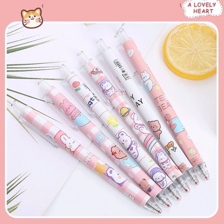 Jual Gannise 6pcs Pena Pen Pulpen Cetek Cetekan Mekanik Gel Bear