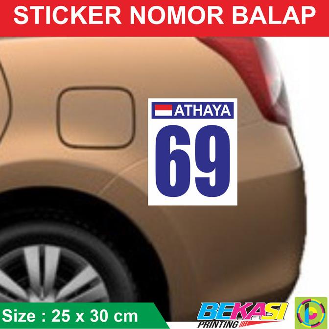 Jual BISA COD Custom Nama Nomor Balap Sticker Mobil Racing Drift