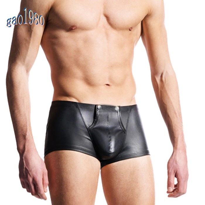 Jual Launch Celana Dalam Boxer Brief Sexy Open Bulge Pou Bahan Kulit