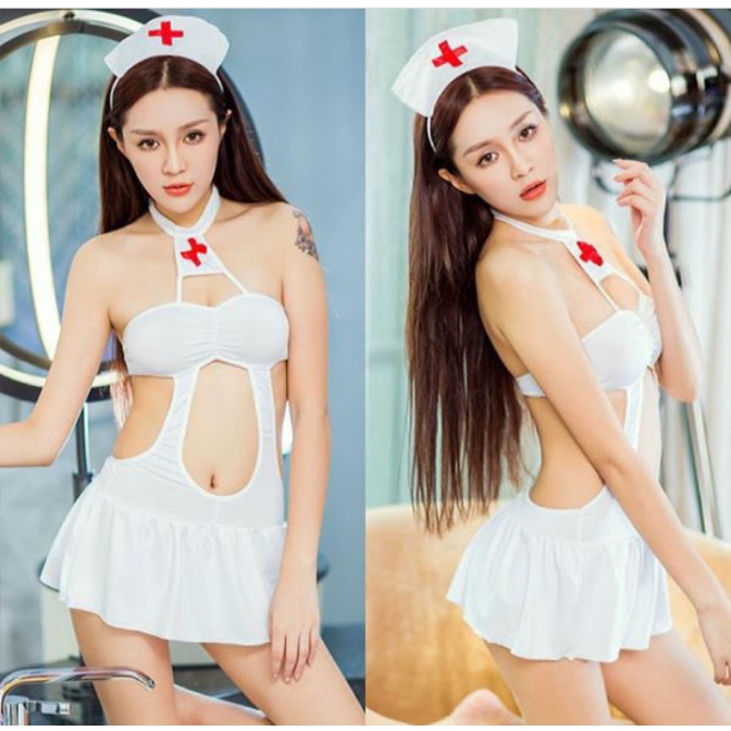 Jual SKA272 Sexy Lingerie G String Cosplay Nurse Kostum Suster