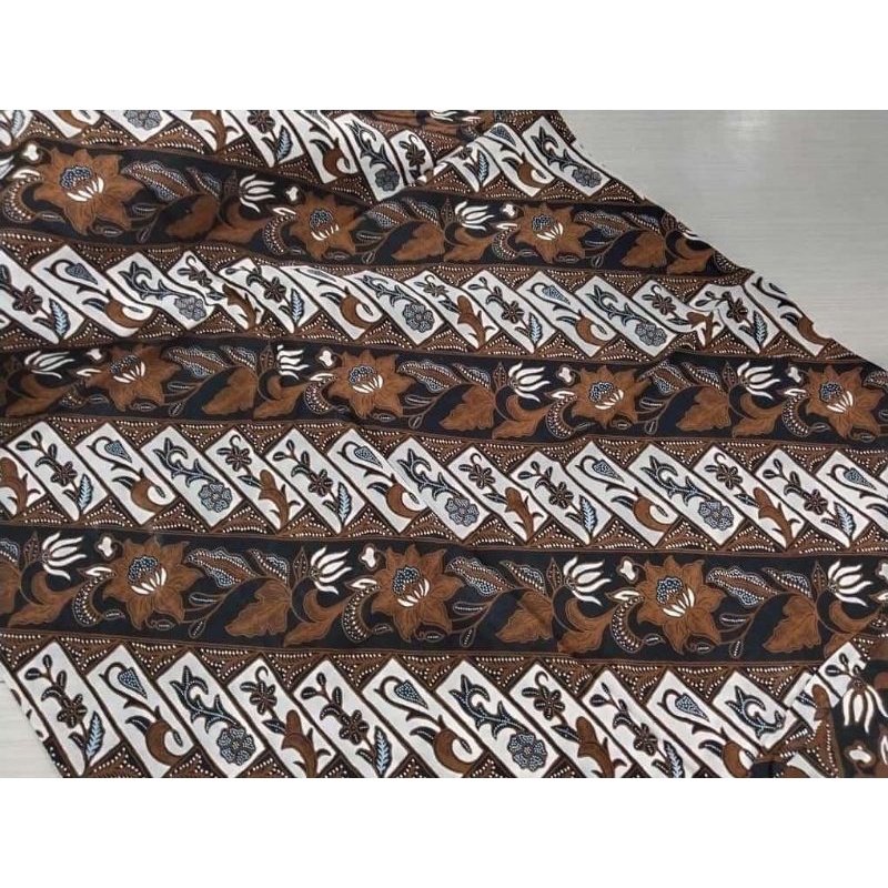 Jual Kain Batik Paris Solo Seling Kembang Kartu Coklat Putih Shopee