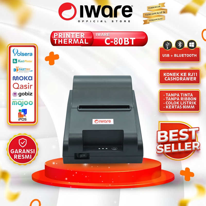 Jual Printer Struk Thermal Bluetooth Cetak Kasir Ppob Iware C Bt Rj