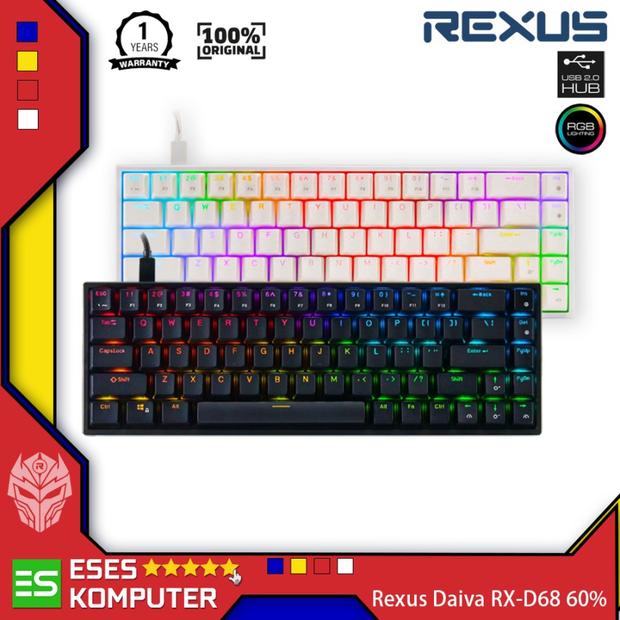 Jual Keyboard Rexus Daiva RX D68 RXD68 RGB 68 Keys Hotswapable