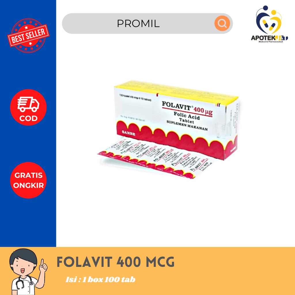 Jual FOLAVIT 400 MCG PER BOX DAN FOLAVIT 1000 VITAMIN ASAM FOLAT 400