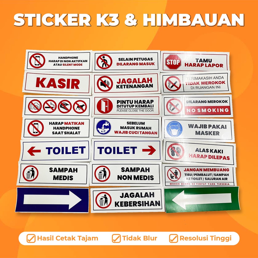 Jual Cetak Stiker K3 Himbauan 2 Sticker HSE High Quality 1 Hari