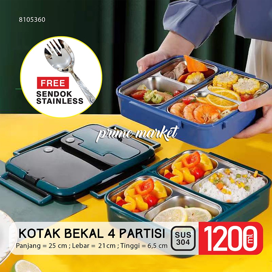 Jual Kotak Bekal Makan Kotak Makan 4 Partisi Kotak Makanan Lunch Box