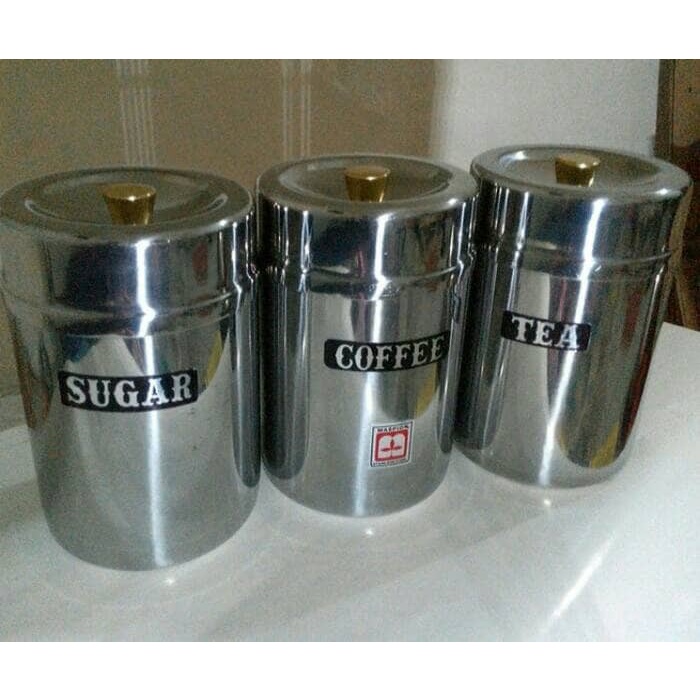 Jual MASPION Stainless 3 Canister Tempat Wadah Gula Kopi Teh