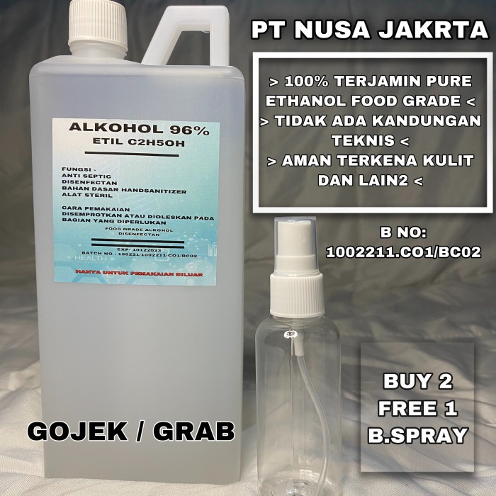 Jual P3K Alkohol 96 1 Liter Food Grade Alkohol Food Grade 1 Liter