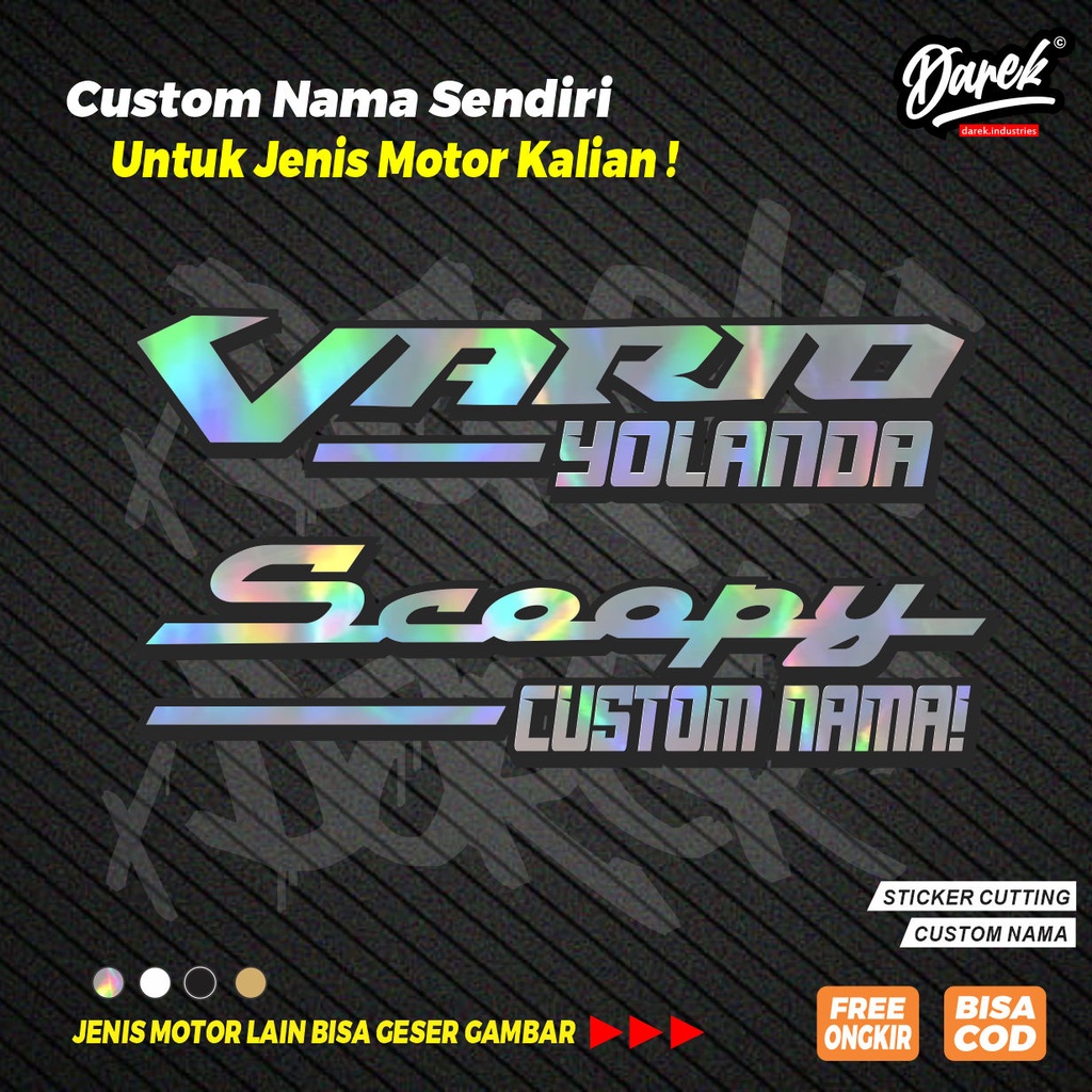 Jual STICKER VARIASI PELAN CUSTOM NAMA STIKER MOTOR VARIO BEAT MIO