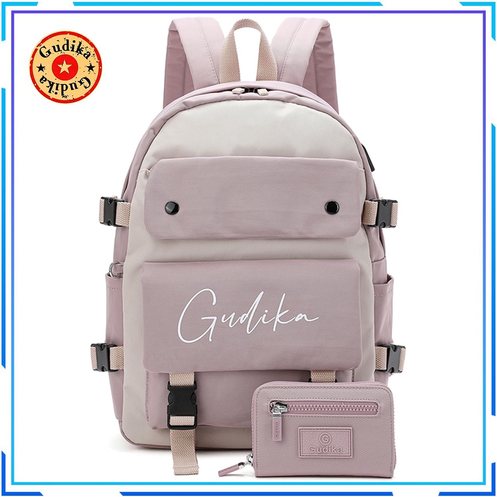 Jual Gudika Tas Ransel Laptop Usb Set Dompet Wanita Pria Import