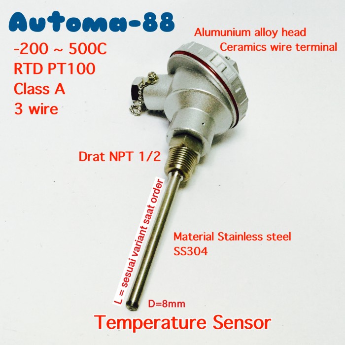 Jual Industrial Rtd Pt Temperature Sensor Drat Inch Npt Male