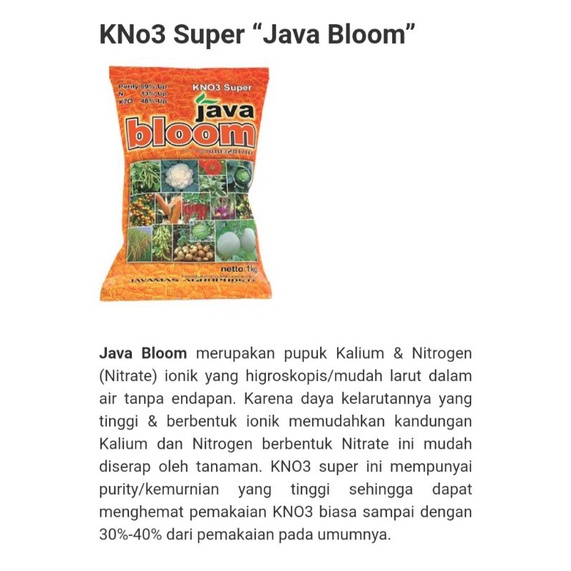 Jual Java Bloom Kno Super Pupuk Kalium Nitrogen Ionik Kg Shopee