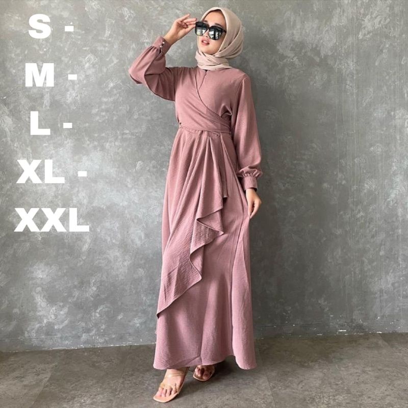 Jual RISHA DRESS JUMBO CRINCLE AIRFLOW SIZE S M L XL XXL GAMIS REMAJA