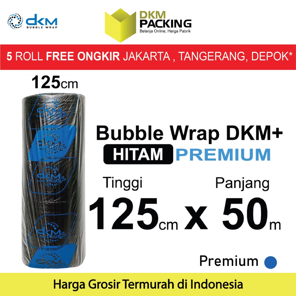 Jual Plastik Bubble Wrap 125cm X 50m HITAM PREMIUM DKM PLUS PREMIUM