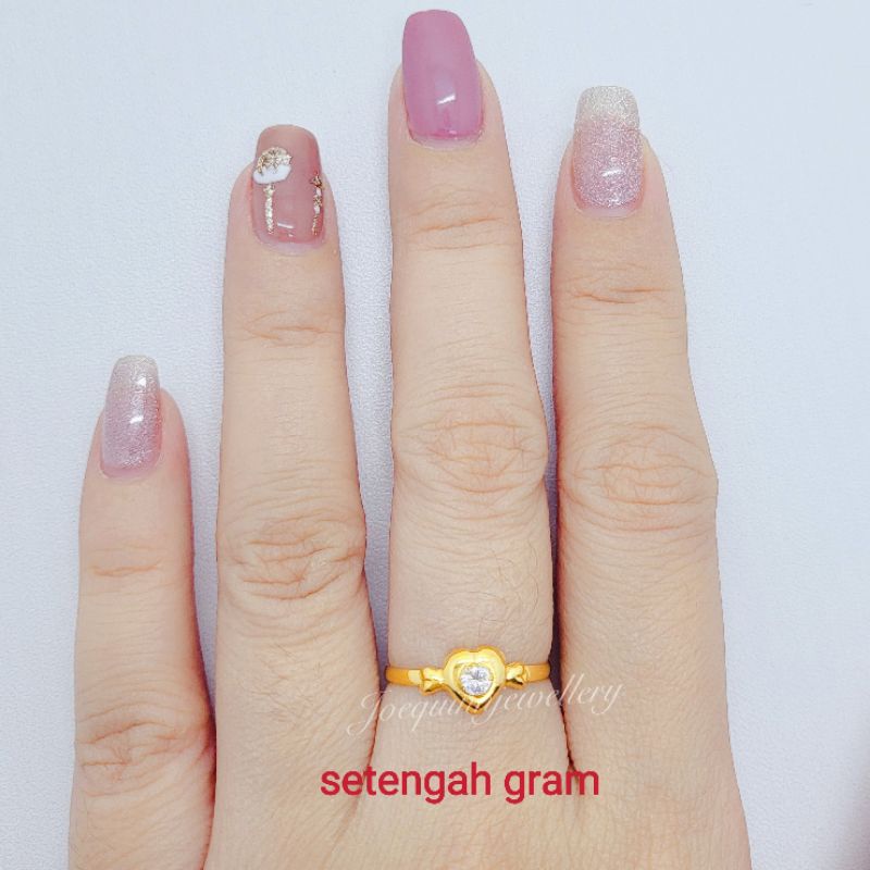 Jual Cincin Setengah Gram Emas Muda Love Berbagai Mata Shopee Indonesia