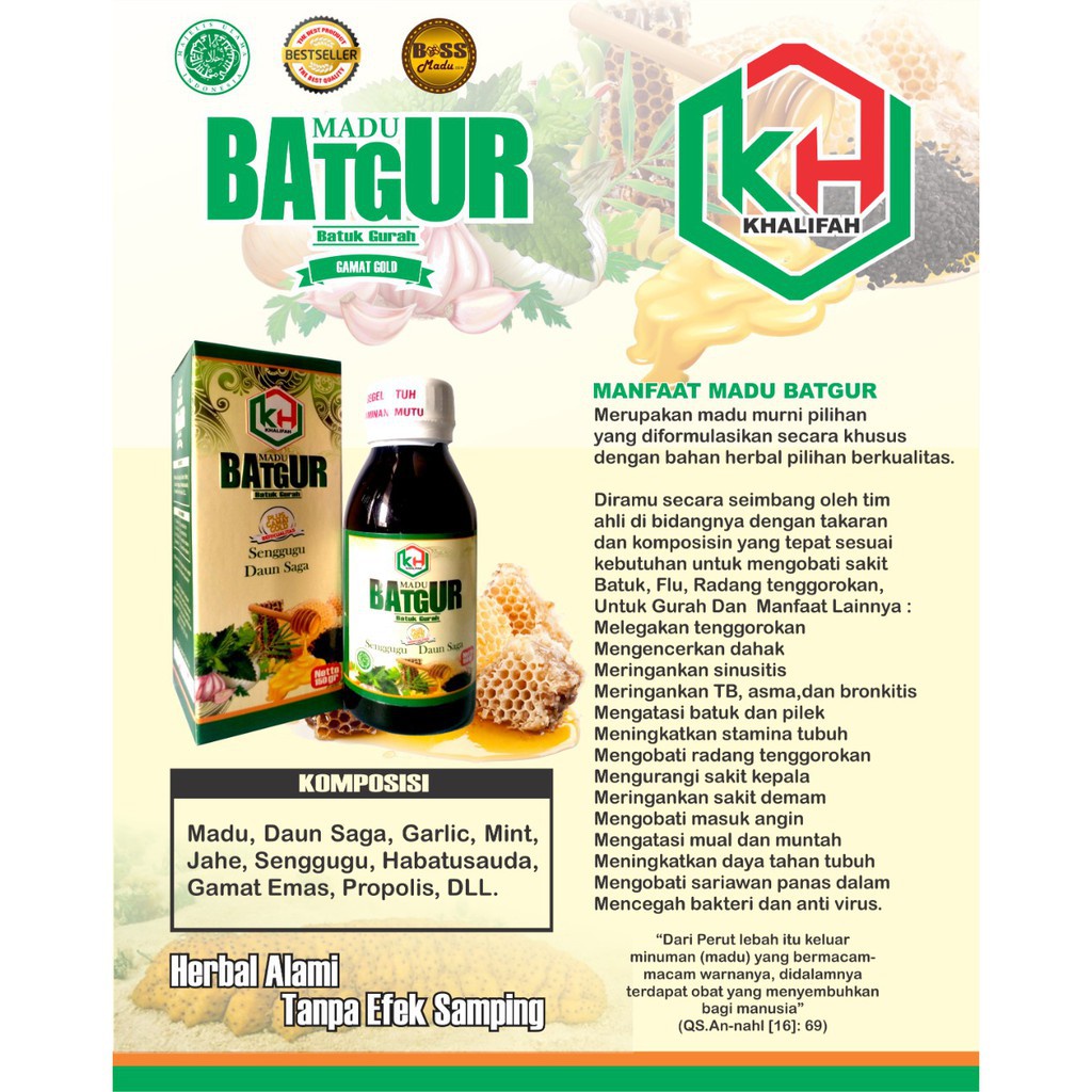 Jual Madu Batuk Gurah Plus Gamat Gold 150gr Khalifah Madu BatGur