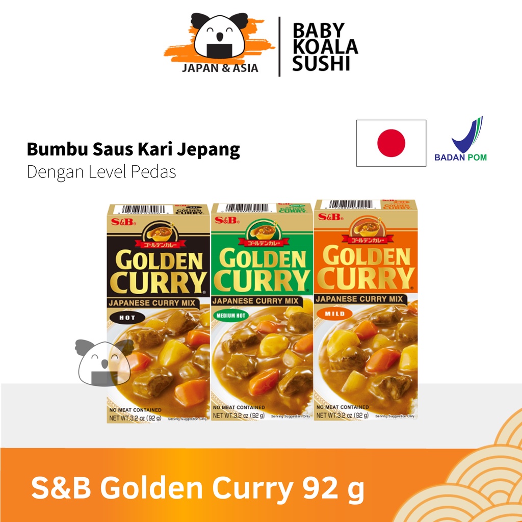 Jual S B GOLDEN CURRY Mix Hot Medium Mild 92 G Japan Cury Pedas Kare