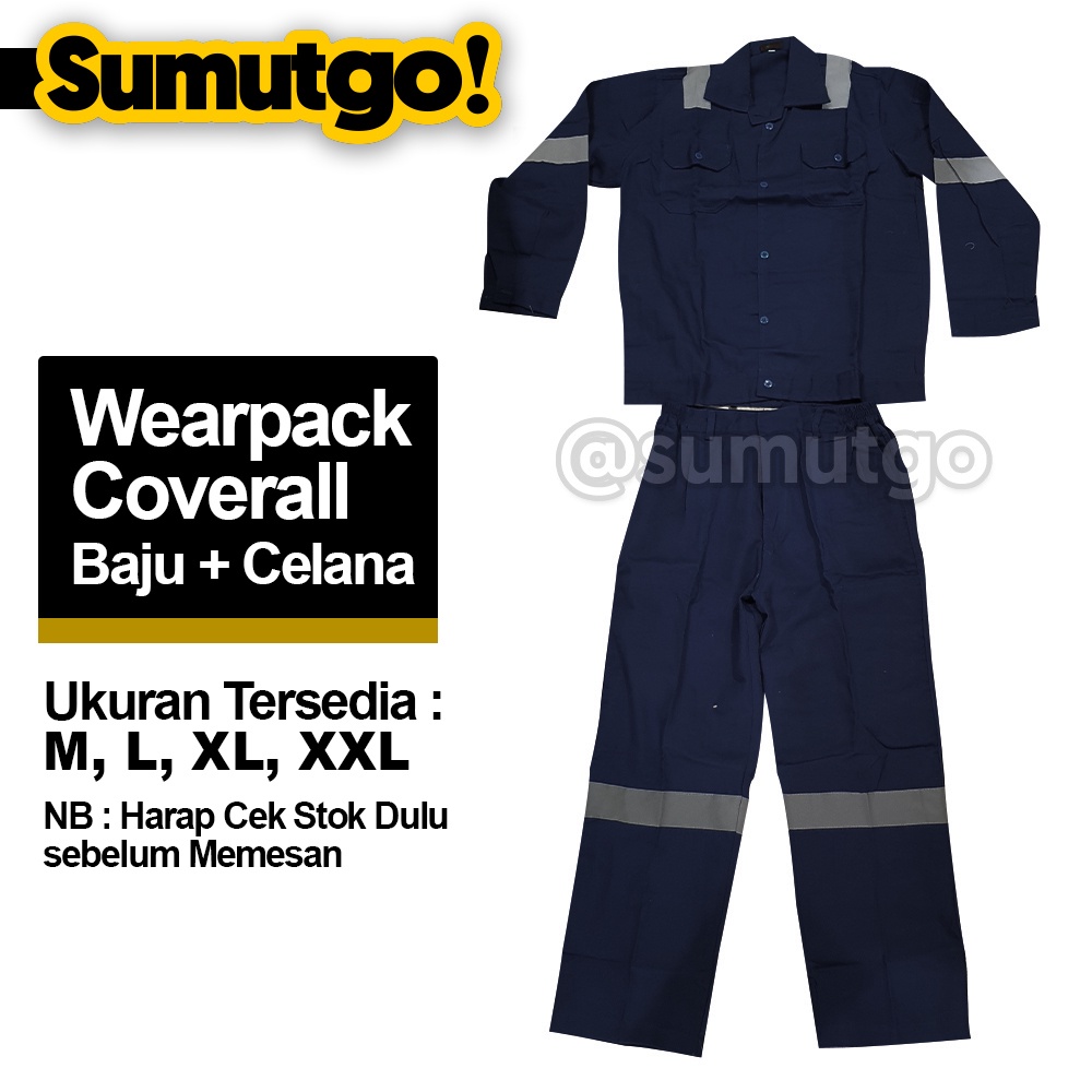 Jual Wearpack Safety Coverall Kerja Lengan Panjang Baju Celana Biru