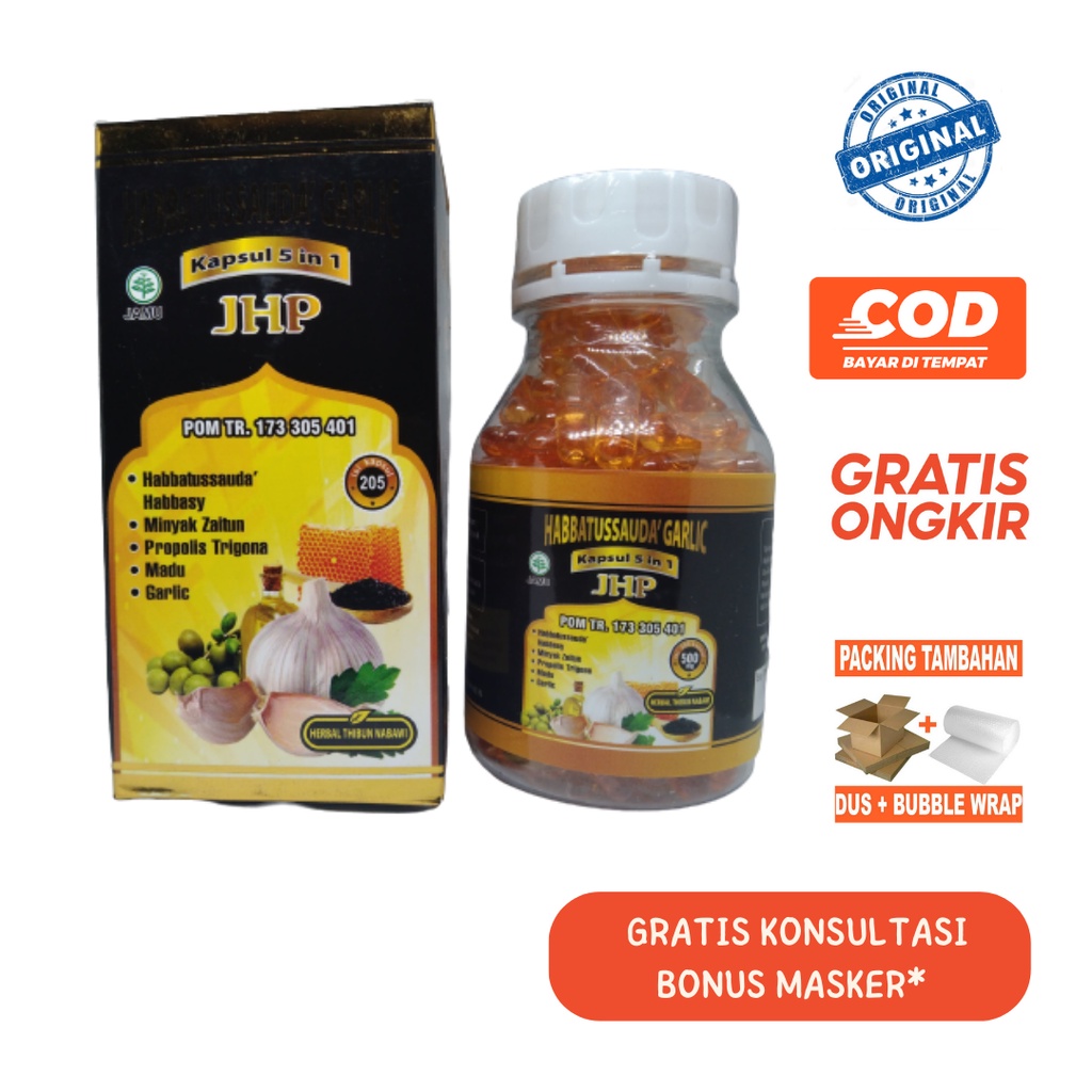 Jual Habbatussauda Garlic Original JHP Isi 205 Kapsul Plus Ekstrak