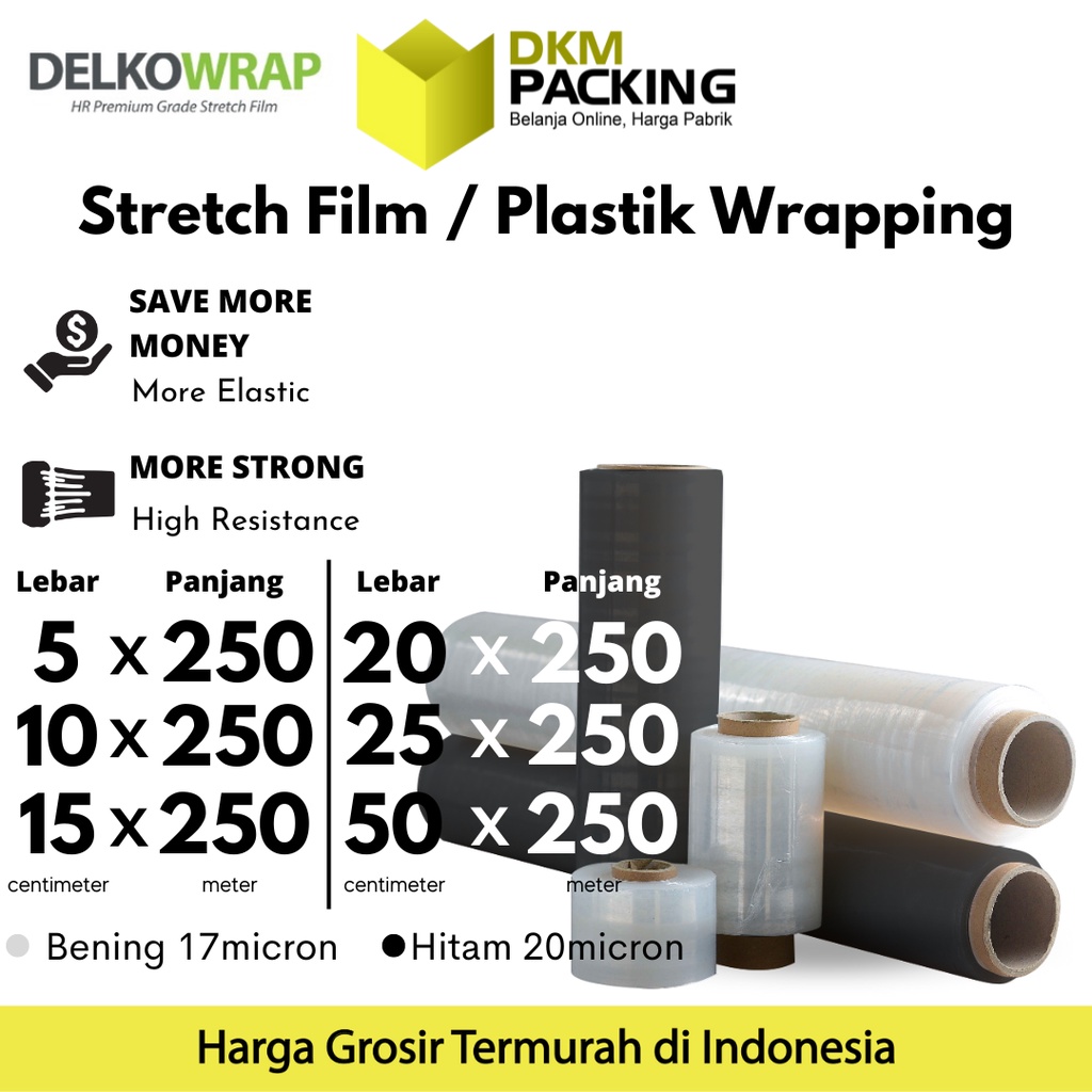 Jual Plastik Wraping Stretch Film 250m DELKOWRAP Wrapping Pembungkus