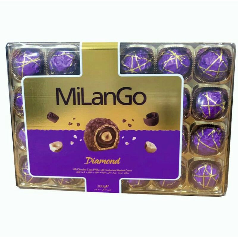 Jual MILANGO DIAMOND MILK CHOCOLATE COATED WAFER WITH HAZELNUT