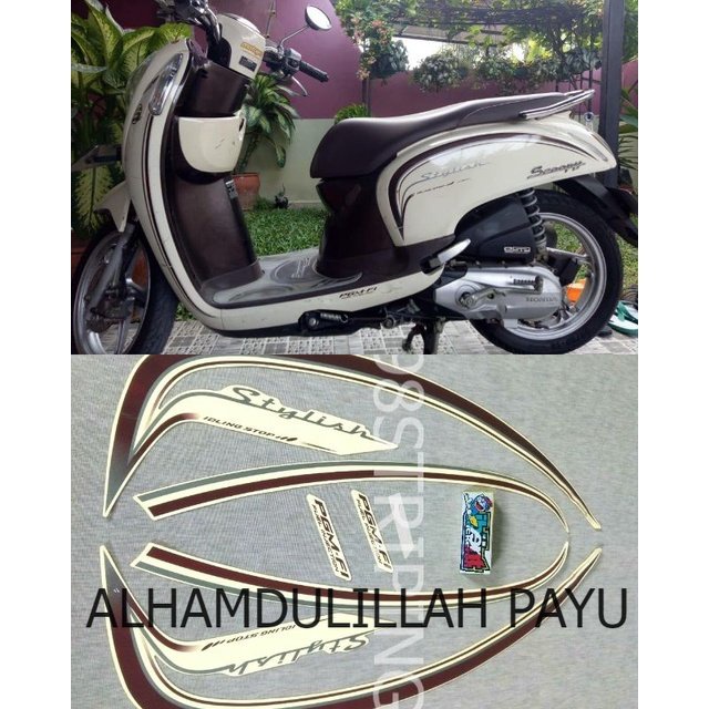 Jual STIKER STRIPING LIS STANDAR ORI HONDA SCOOPY F1 FI STYLISH COKLAT