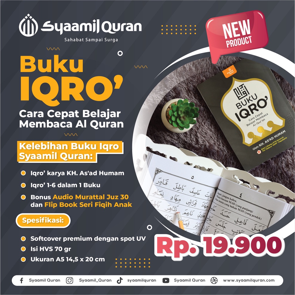 Jual Buku IQRO Cara Cepat Belajar Membaca Al Quran Syaamil Quran