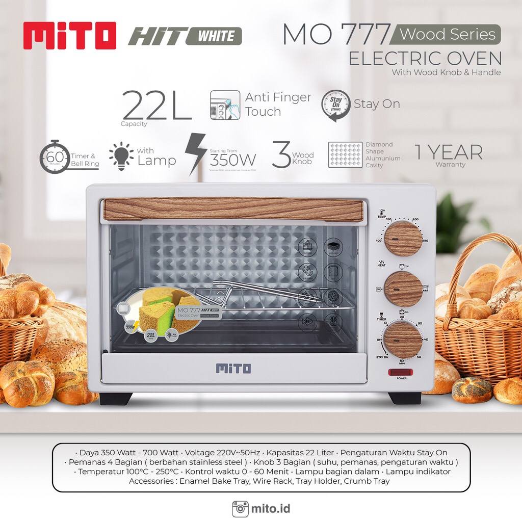 Jual Mito Oven Listrik MO 777 22L Wood Series Oven Mito 22 Liter Oven