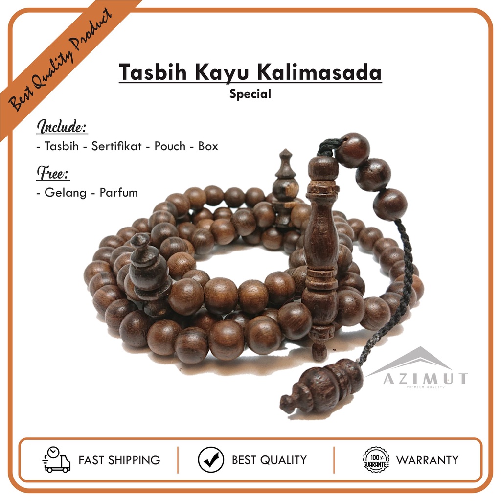 Jual Tasbih Kayu Kalimosodo Bertuah Asli Bersertifikat Azimut Tasbih