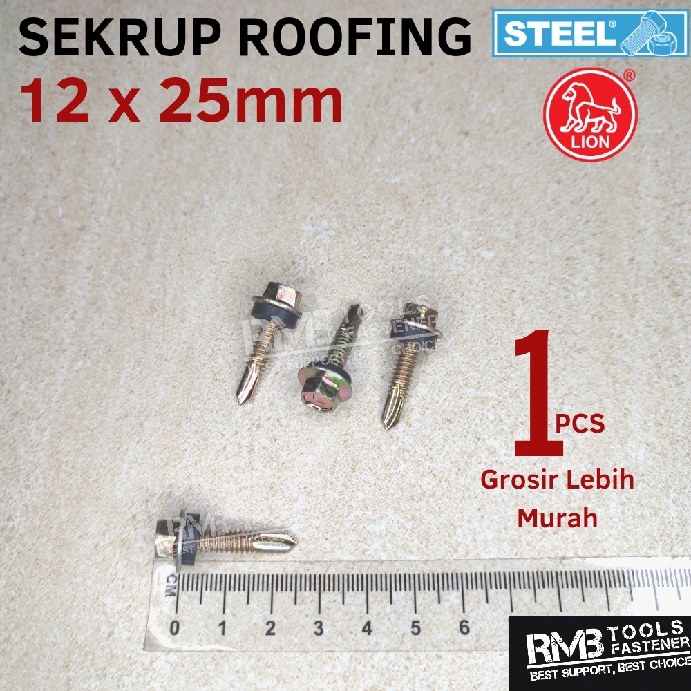 Jual 12x25 BAUT SEKRUP ROOFING ULIR KUNING HALUS BRAND MOON LION 12