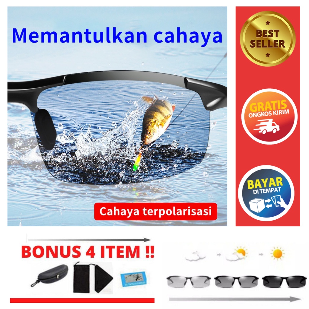 Jual Sunglasses Pria Anti Silau Siang Malam Kacamata Mancing Memancing