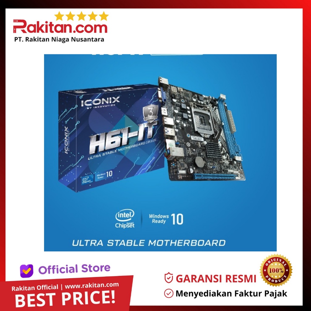 Jual Motherboard Iconix H61 IT Socket LGA 1155 Intel H61 DDR3 HDMI