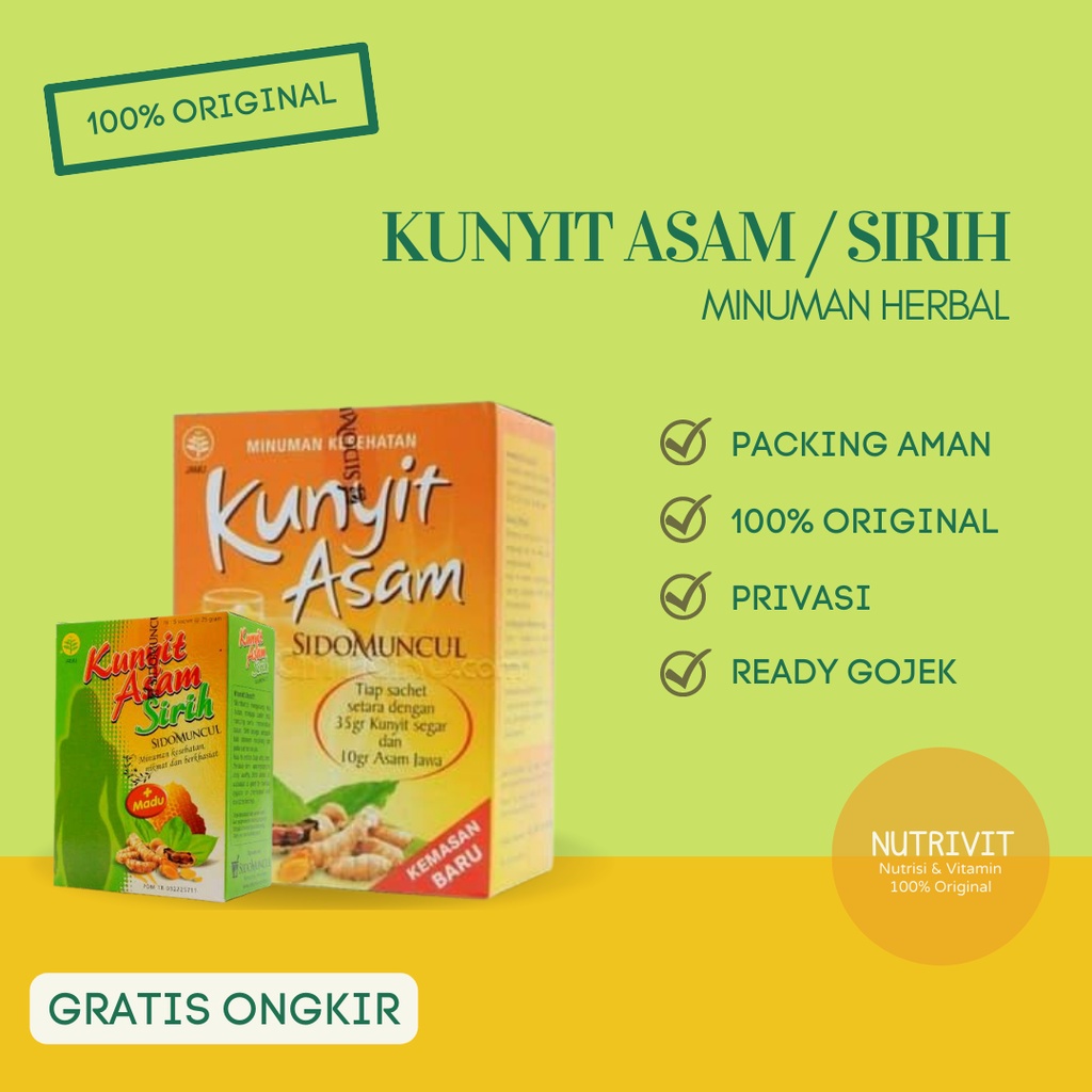 Jual Kunyit Asam Kunyit Asam Sirih Sidomuncul Isi Sachet Shopee