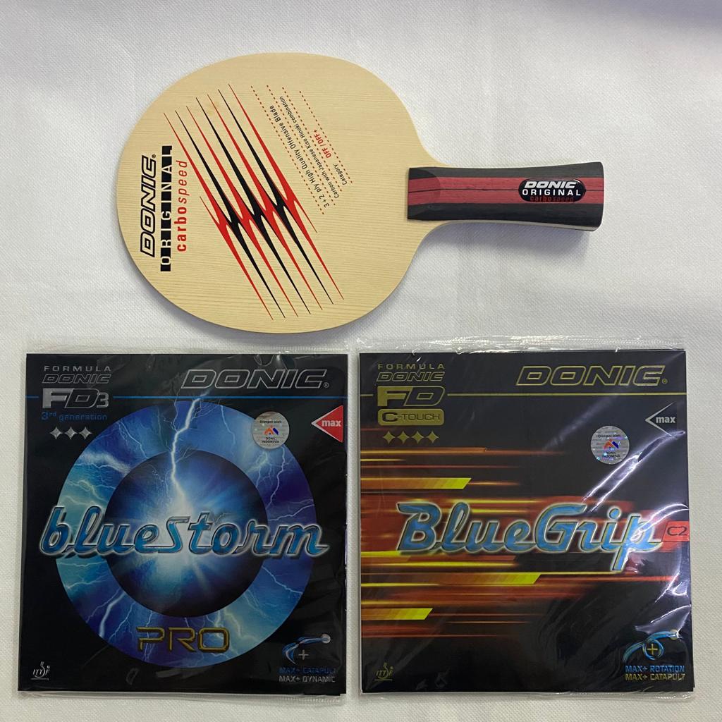 Jual Bat Pingpong DONIC Original Carbo Speed Plus Karet Bluestorm PRO