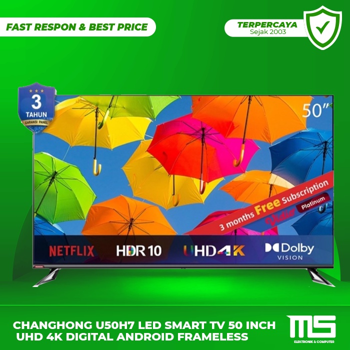 Jual CHANGHONG U50H7 LED SMART TV 50 INCH UHD 4K DIGITAL ANDROID