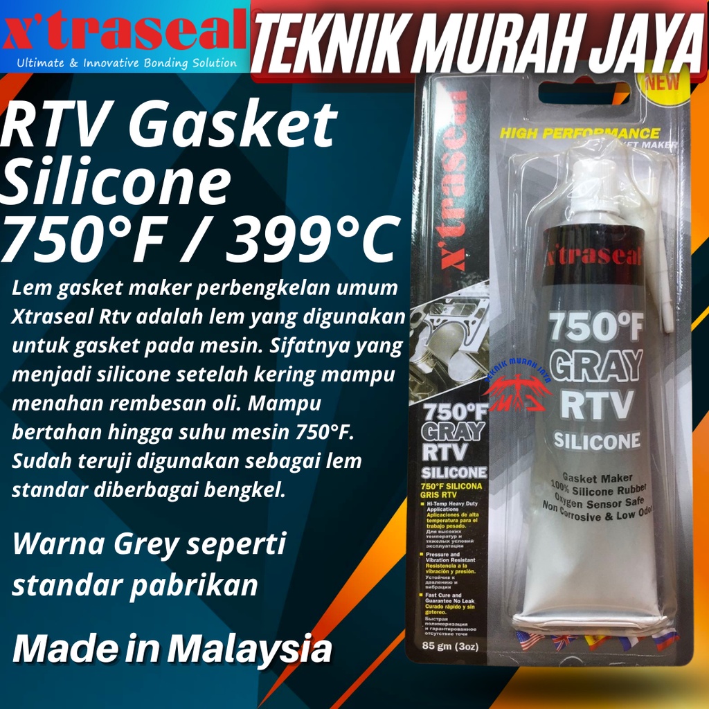 Jual XTRASEAL RTV GREY Lem Silicone Gasket Maker 750F Silikon Sealant