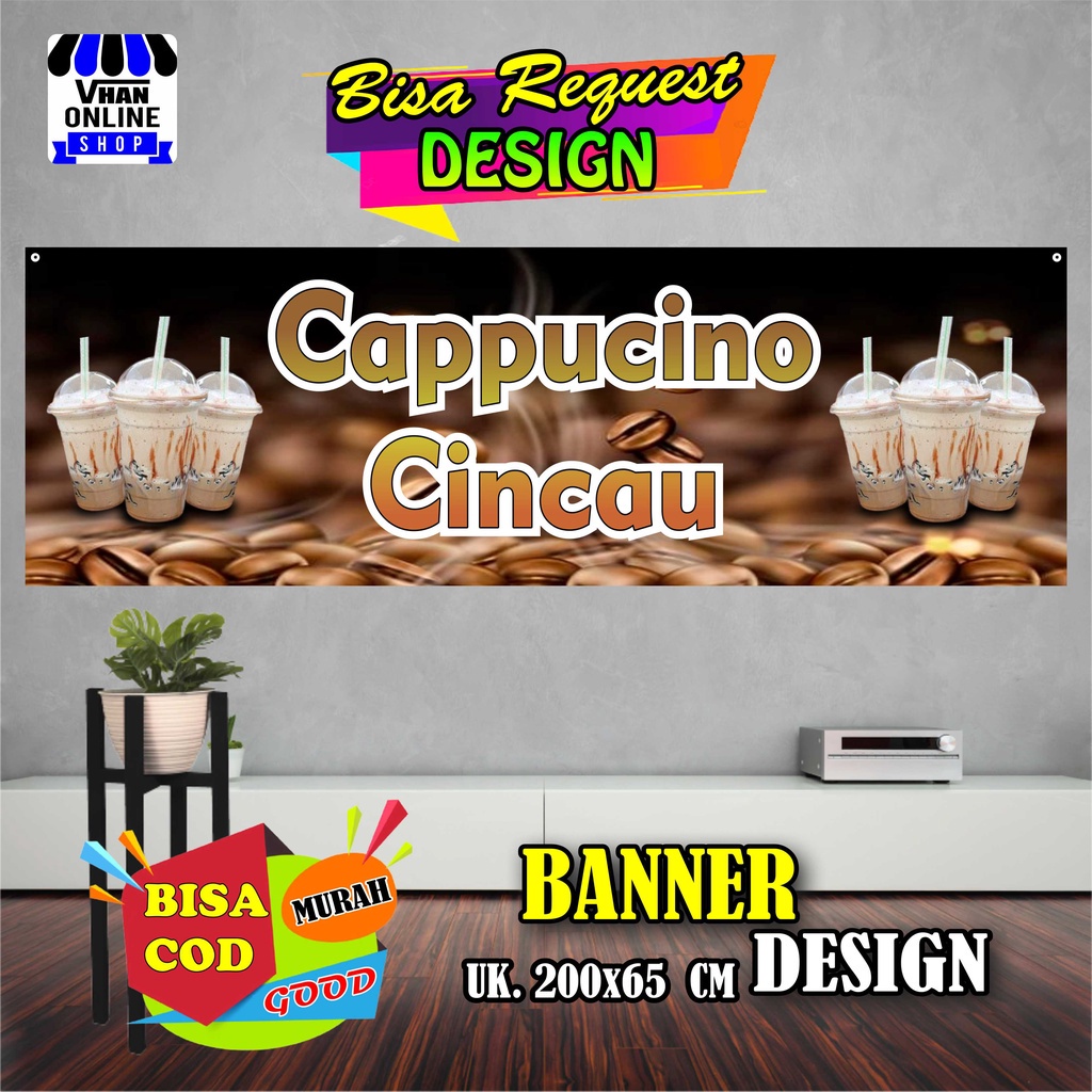 Jual Spanduk Banner Jualan Minuman Cappucino Cincau Capcin Minuman