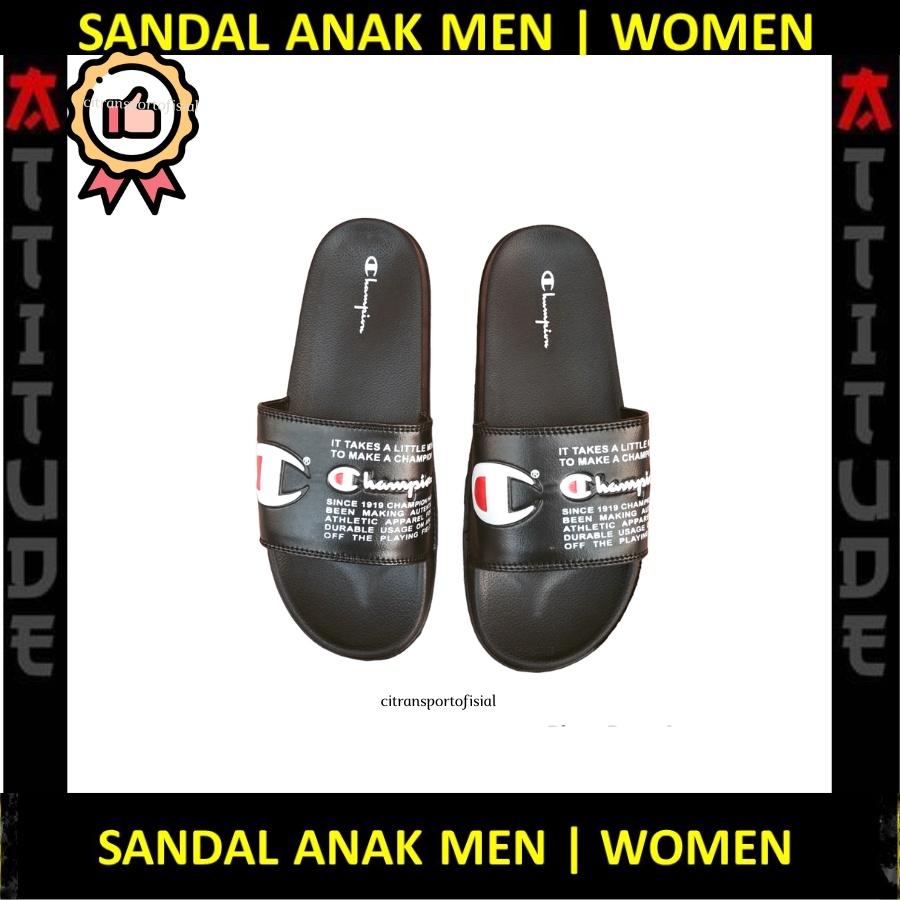 Jual Sandal Campion Koran Hitam Banyak Tulisan Wanita Pria Shopee