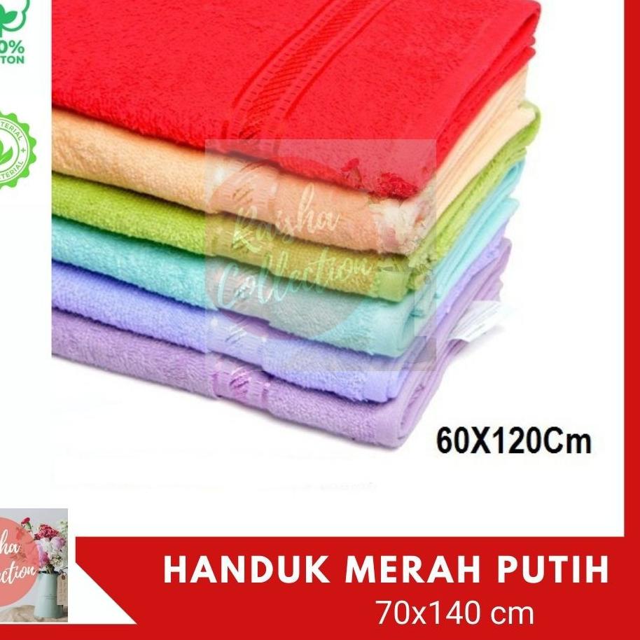 Jual RC Handuk Mandi Merah Putih Jumbo Tanggung Ukuran 60x120 Shopee