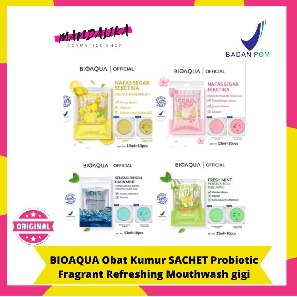 Jual Bioaqua Obat Kumur Sachet Probiotic Fragrant Refreshing Mouthwash