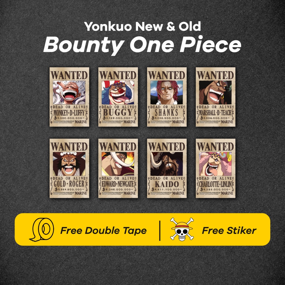 Jual Poster Bounty One Piece Wanted Yonkuo Crew Set Isi Lembar