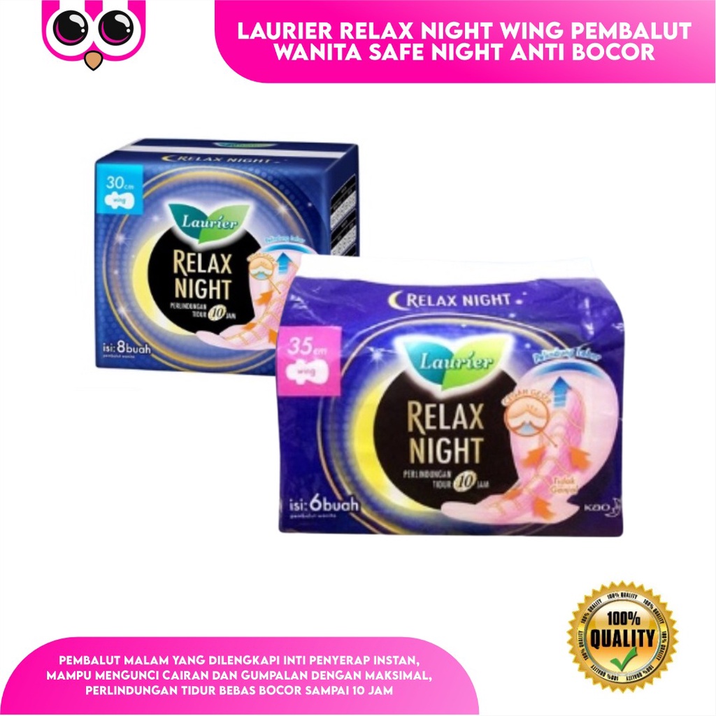 Jual Laurier Relax Night Wing Pembalut Wanita Safe Night Anti Bocor