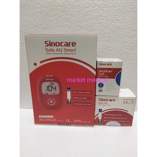 Jual Sinocare Safe AQ Smart Alat Cek Gula Darah Paket Strip