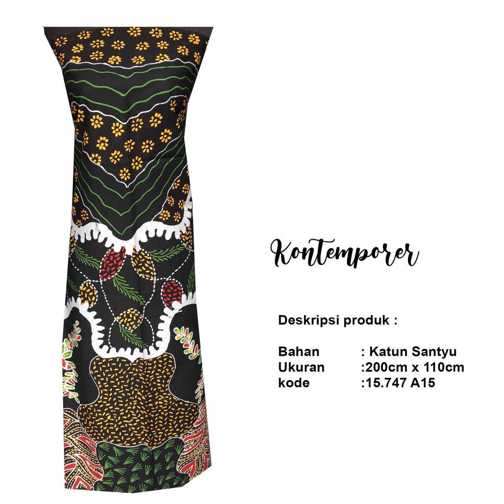 Jual Batik Tulis Motif Kontemporer Hijau Dasaran Hitam Seragam